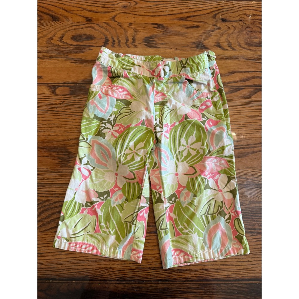 Janie and Jack Tropical Pants Toddler 18-24M Pink Green Floral Vintage Style